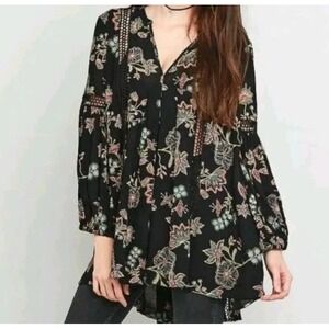 Women Top Free People Relaxed Oversized Floral Blouse Boho Dark Romantic S Goth‎